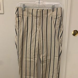 Loft - Cotton Straight Leg Trouser - 2 - Cream with Denim-Colored Stripes